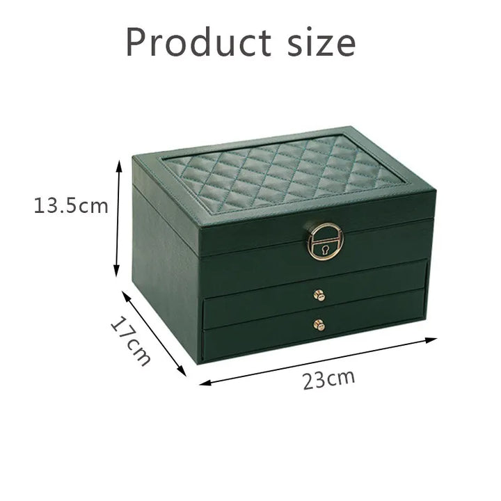 Multilayer jewelry box, a sophisticated and organized storage solution for women's treasured pieces.
