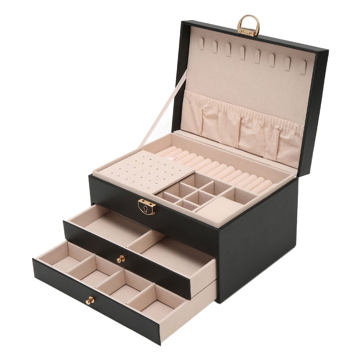 Multilayer leather jewelry organizer, a stylish solution for women's accessory storage.
