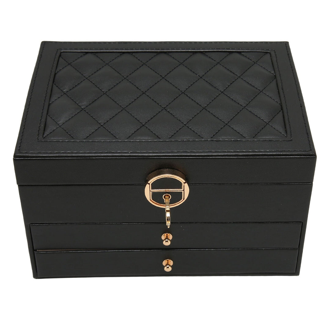 Organized multilayer jewelry box, ideal for women's vanity storage & accessory display.