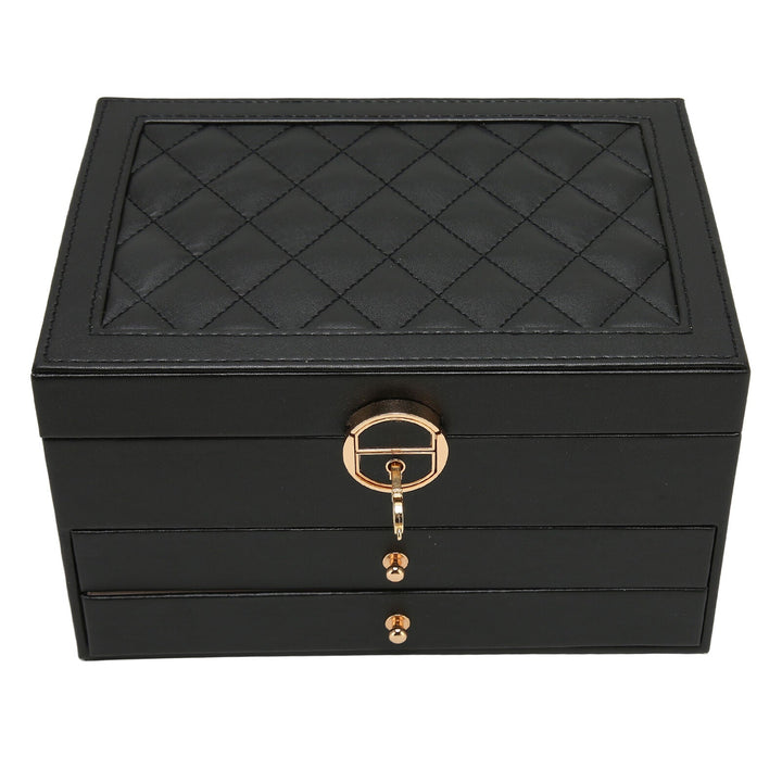 Organized multilayer jewelry box, ideal for women's vanity storage & accessory display.