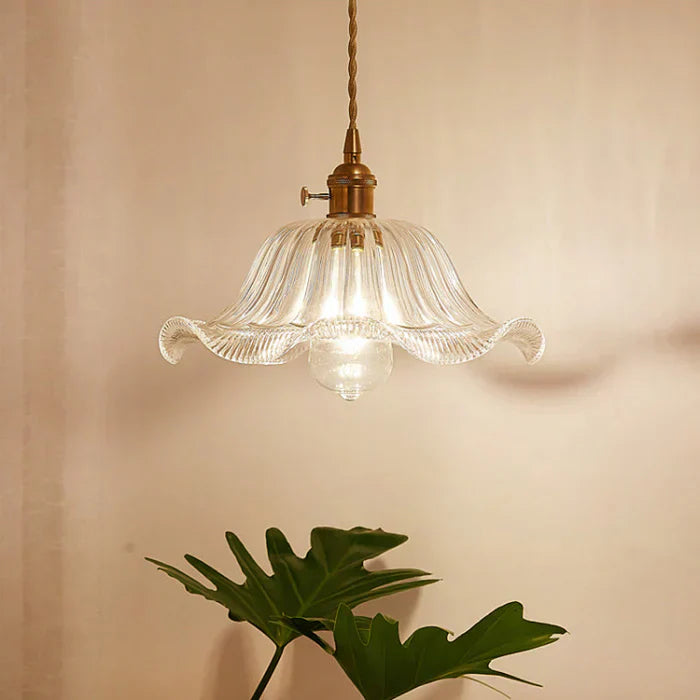 Stylish glass ceiling lamp, elegant hanging light for dining and kitchen decor.
