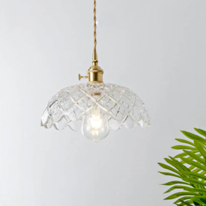 Industrial transparent glass light fixture, perfect pendant for kitchen islands.