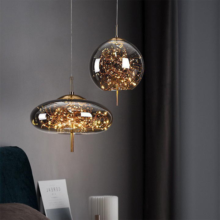 Elegant Scandinavian LED pendant light with sleek glass design; perfect for modern spaces, enhancing ambiance with soft glow.