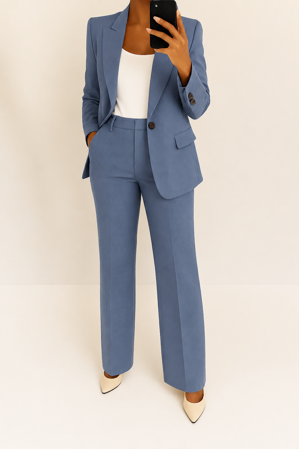 Elegant two-piece women's suit set. Perfect for business attire & formal occasions.