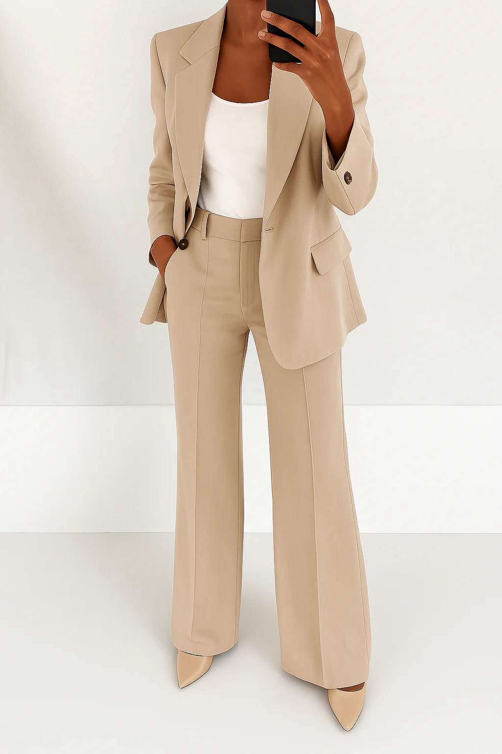 Versatile two-piece formal suit for women. Elegant business attire & professional fashion.