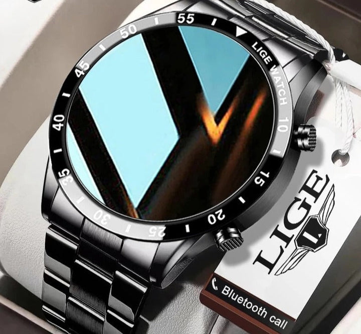 Elegant unisex smartwatch, showing sleek design and digital display with time.