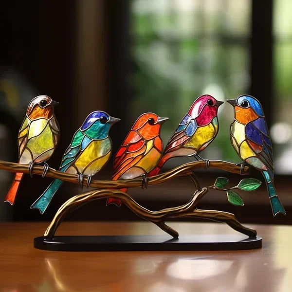 Pair of golden abstract bird figurines, artistic animal sculptures perfect for elegant home decor and unique gifts.