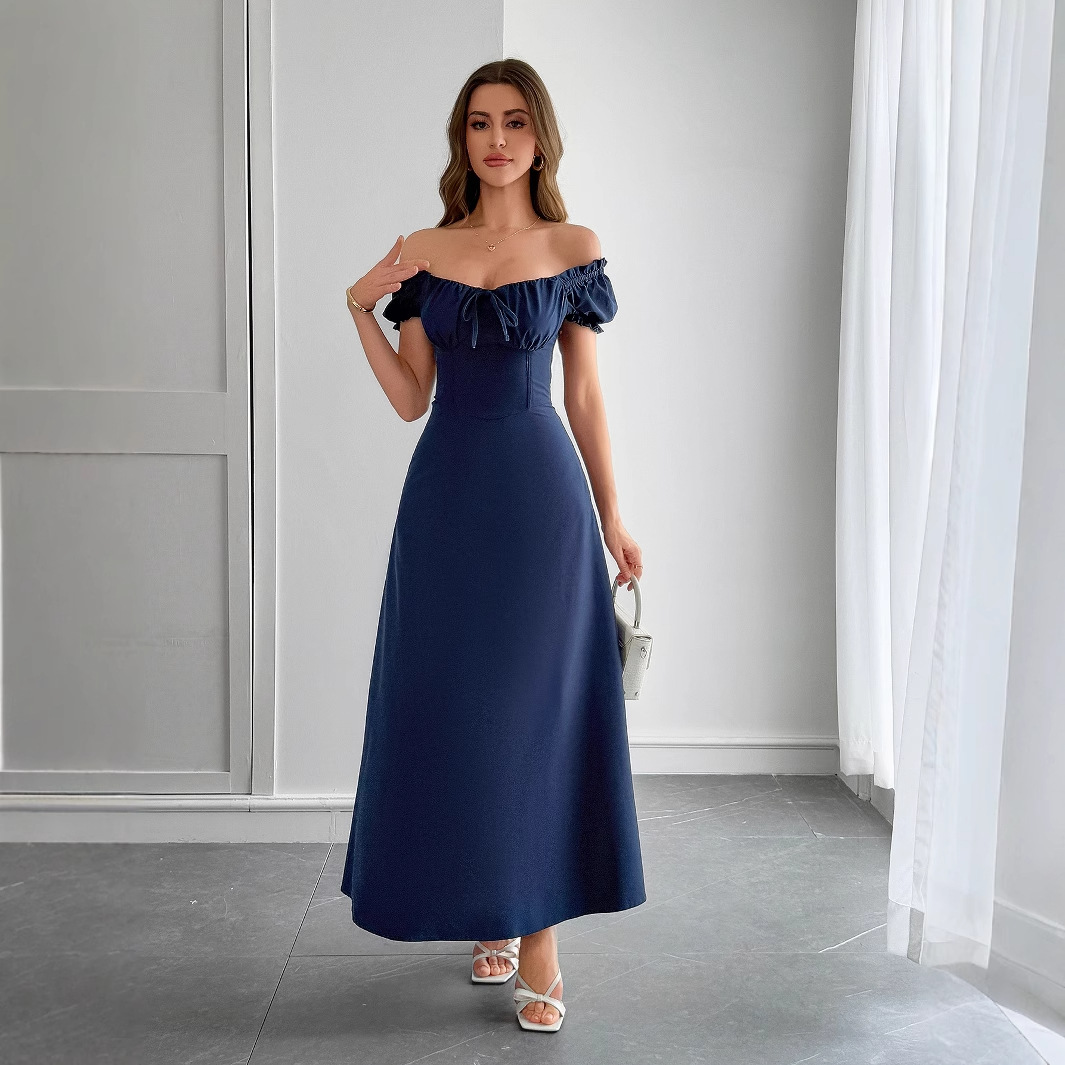 Chic white puff sleeve square neck maxi dress for women. Versatile summer wear, comfortable & stylish elegant outfit.