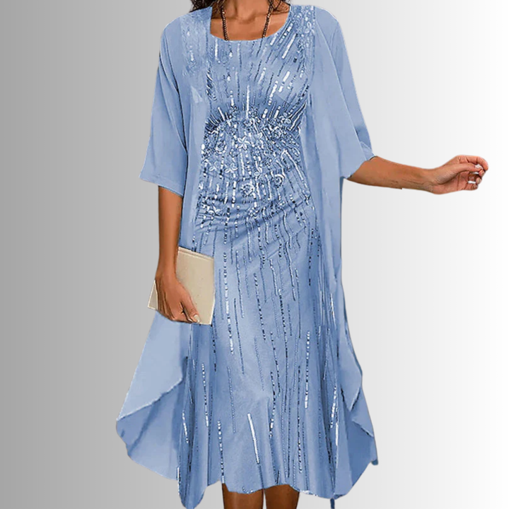 Flowy & comfortable women's 2-piece dress set with elegant style, great for spring summer outings.