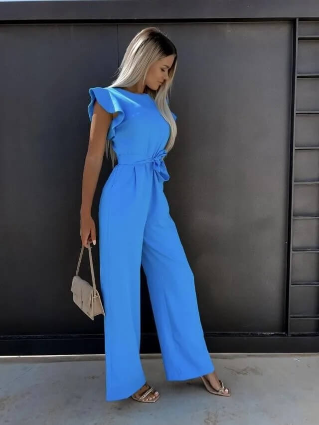 Elegant women's asymmetric one-shoulder jumpsuit, versatile for formal, party, & evening wear.