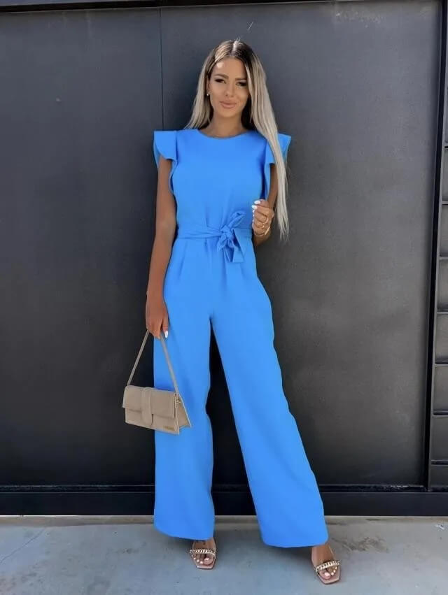 Fashionable women's asymmetric one-shoulder jumpsuit, ideal for formal parties & evening occasions.