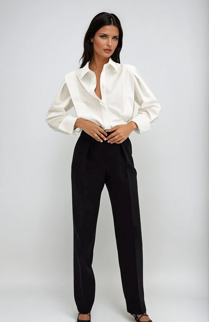 Elegant women's button-down square shirt, perfect for office wear & sophisticated daily fashion.