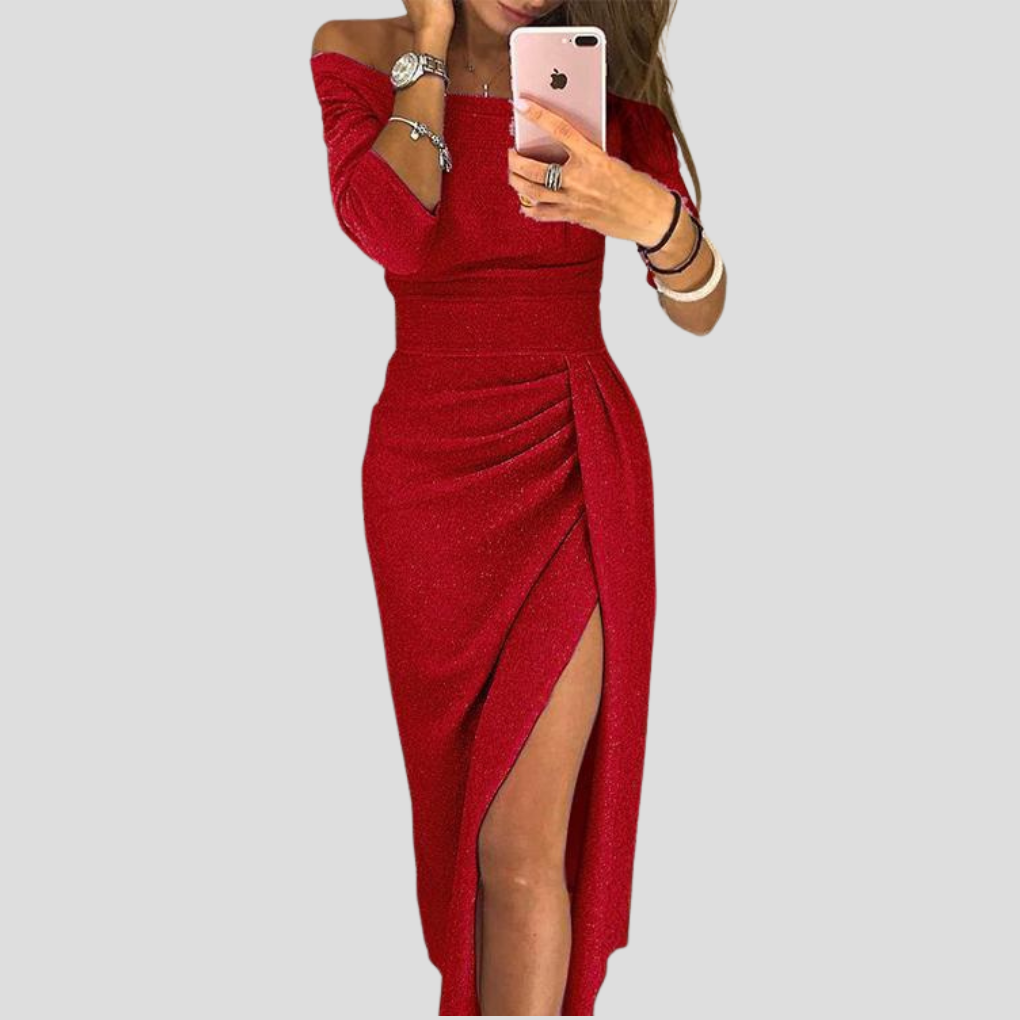 Versatile women's cap sleeve midi dress. Elegant for parties, comfortable for casual, ideal for workwear.