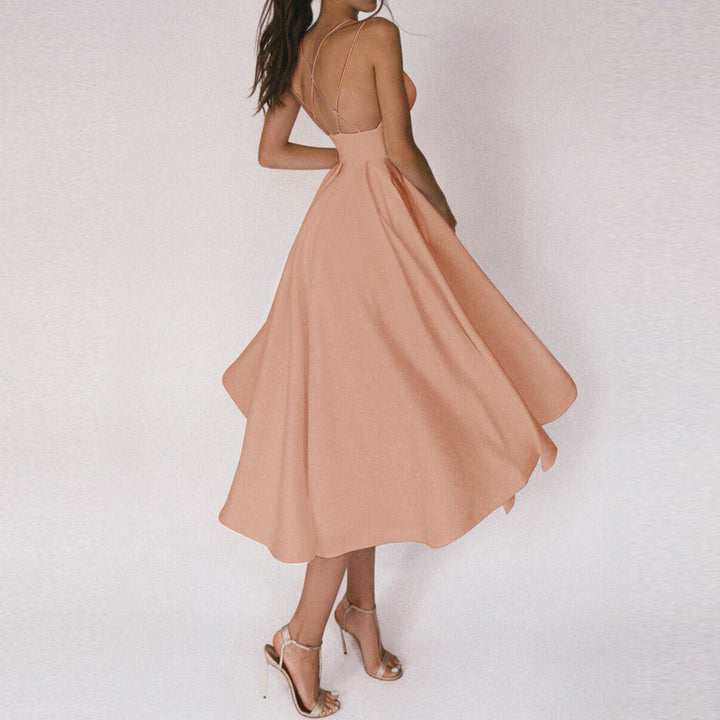 Sophisticated women's elegant dress. Versatile classy midi for formal events, parties & cocktail wear.