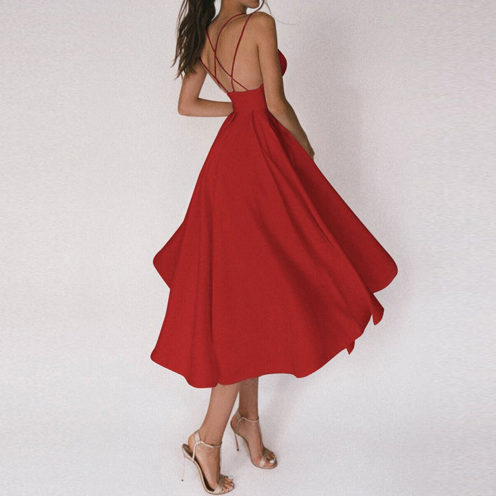 Stylish women's party dress. Elegant and classy midi ideal for cocktails, formal gatherings, and special occasions.