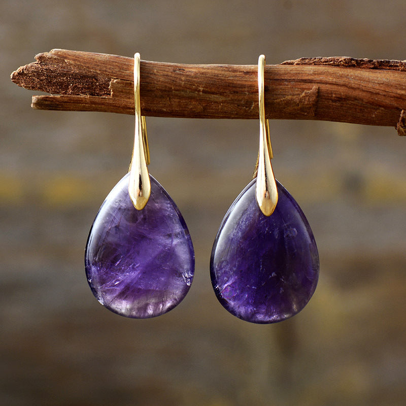 Elegant women's crystal drop earrings with natural stones, perfect dangle jewelry for any occasion.