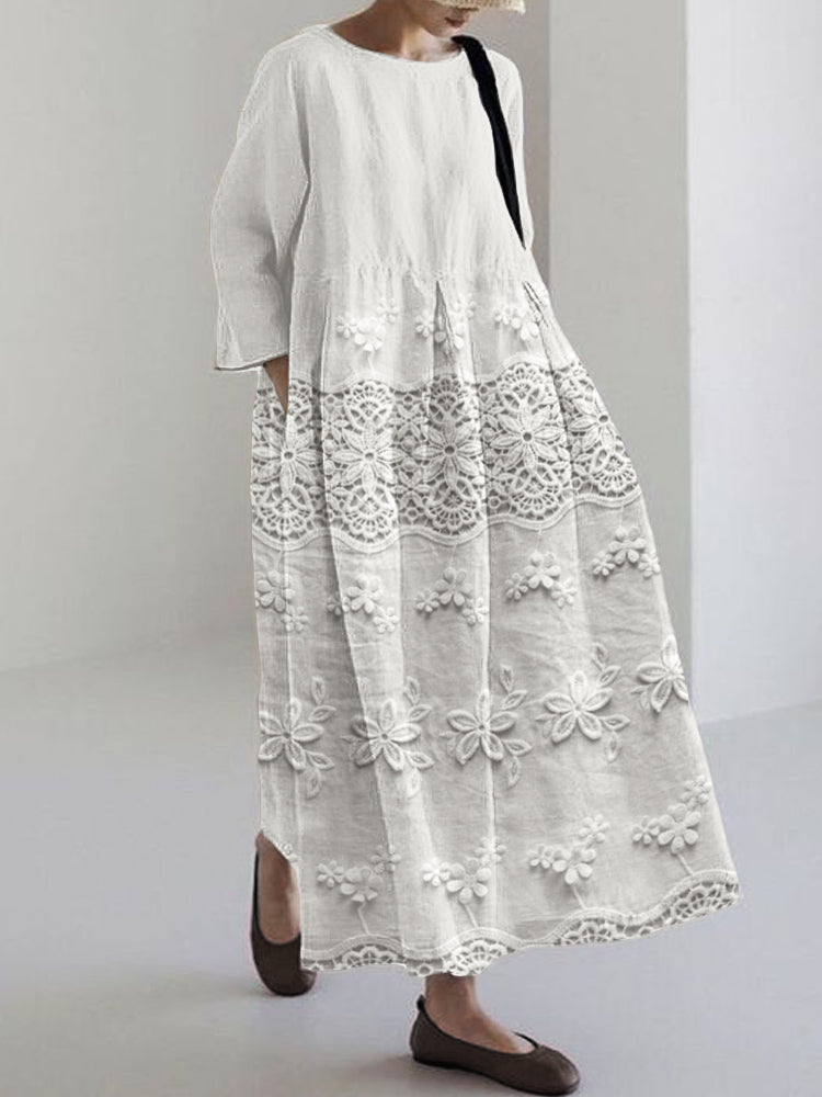 Elegant women's delicate floral midi dress for spring & summer. Flattering, comfortable, and feminine style.
