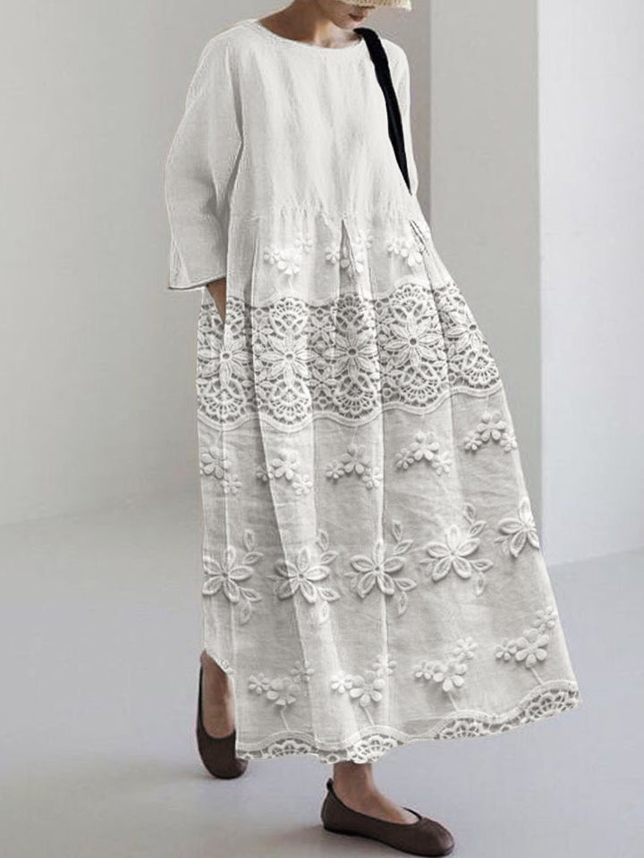 Elegant women's delicate floral midi dress for spring & summer. Flattering, comfortable, and feminine style.