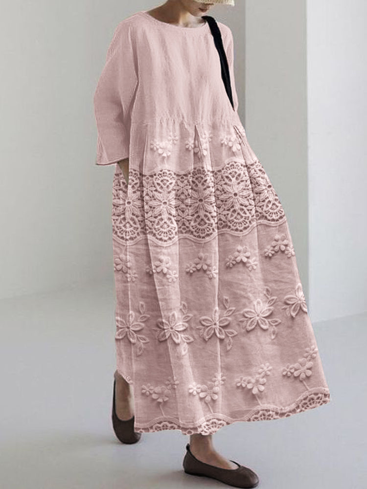 Comfortable women's floral midi dress. Modest & elegant design, ideal for spring, summer, and everyday fashion.