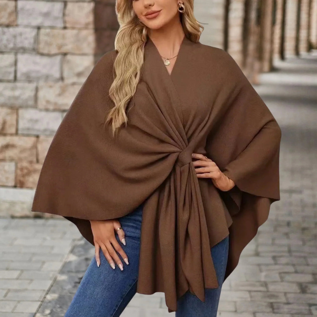One-size women's draped poncho, a comfortable and elegant flowing fashion wrap for versatile outerwear.