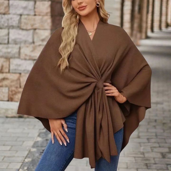 One-size women's draped poncho, a comfortable and elegant flowing fashion wrap for versatile outerwear.