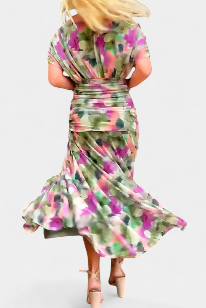 Stylish off-shoulder floral maxi dress, elegant and flowing, a must-have for summer occasion wear.