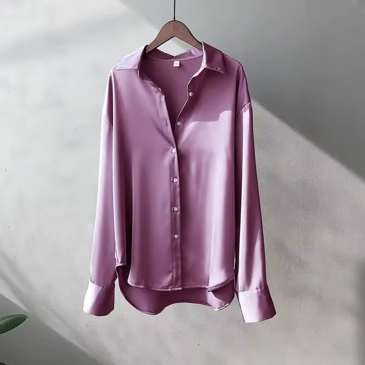 Dressy women's elegant flowy blouse, perfect summer top for office wear, casual outings, or spring fashion.