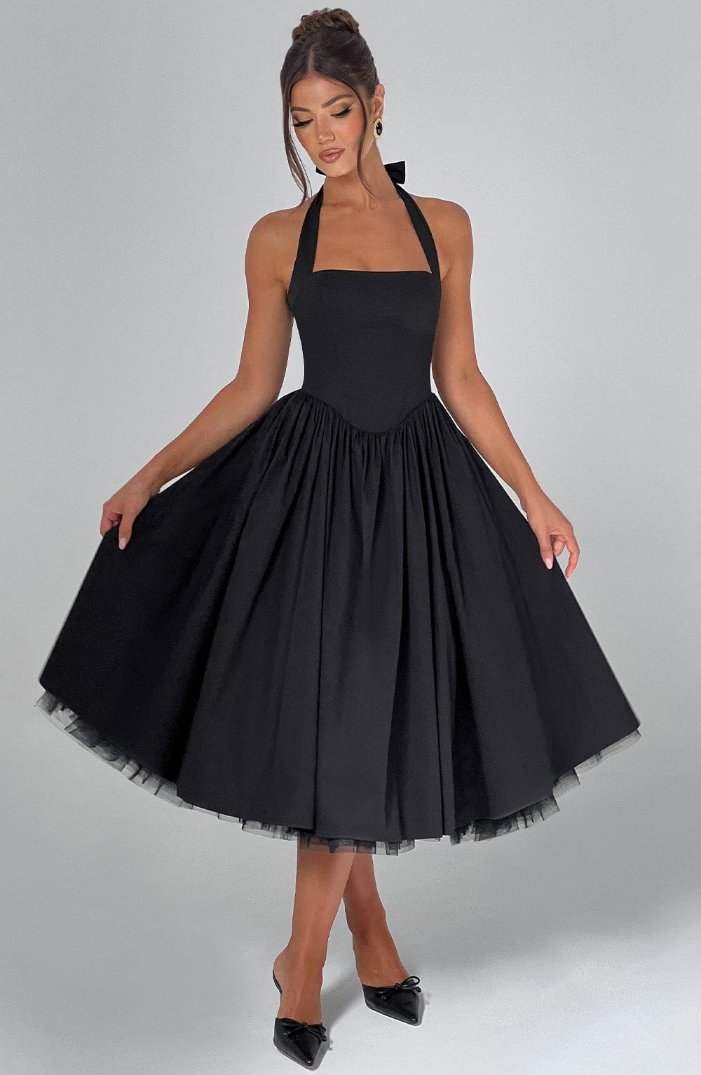 Gorgeous Women's Halter Midi Dress, an elegant & comfortable choice for any formal party.