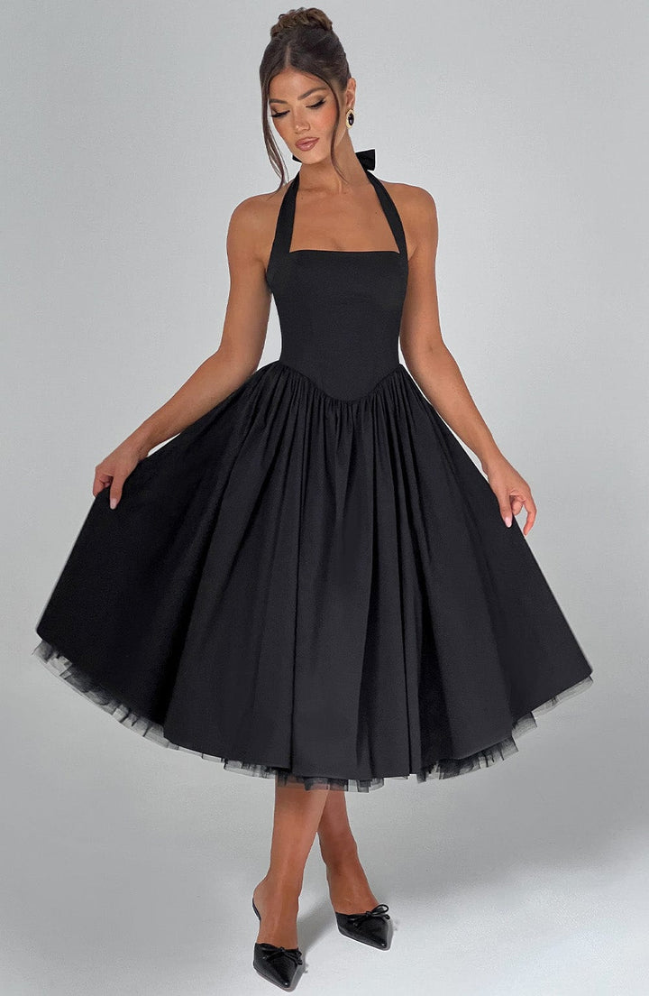 Gorgeous Women's Halter Midi Dress, an elegant & comfortable choice for any formal party.