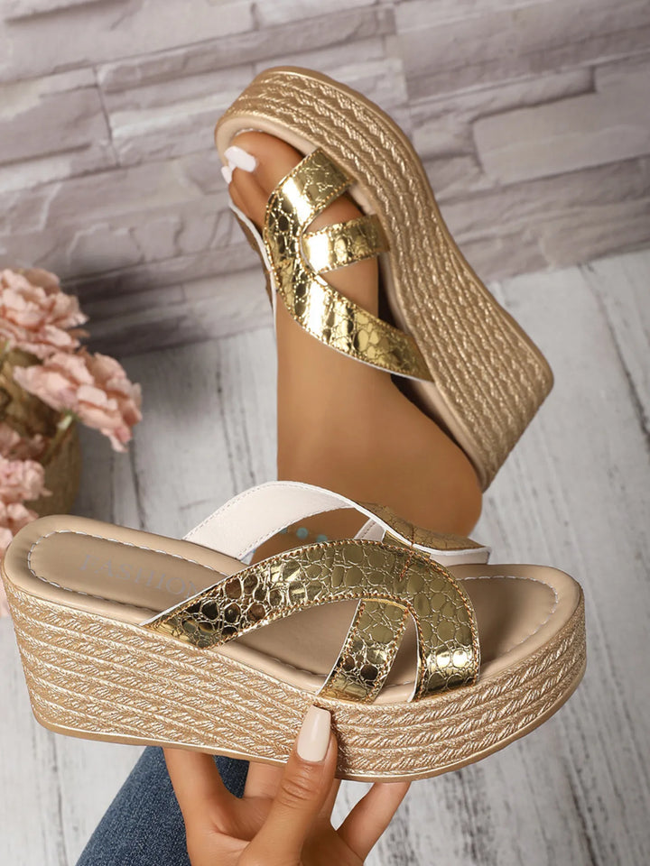 Comfortable women's platform wedge sandals, offering stylish elevation for summer and evening events.
