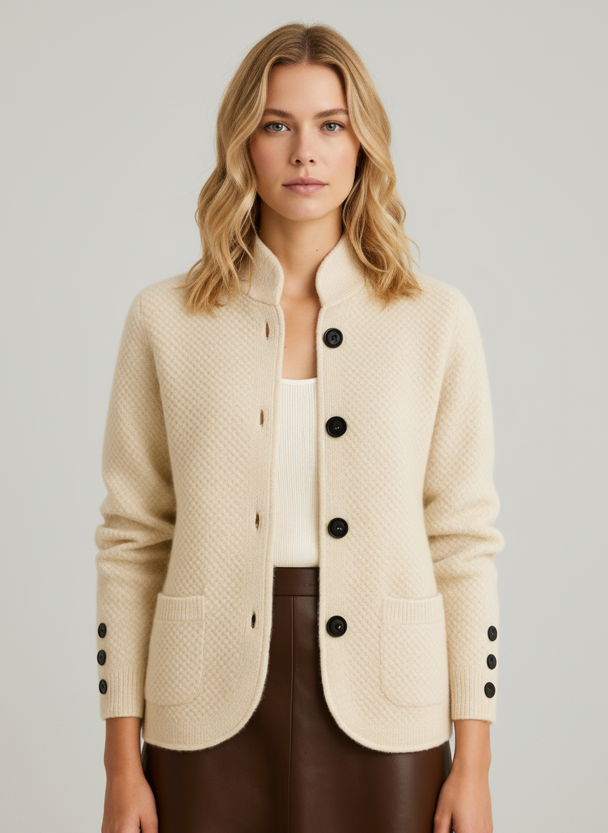 Elegant women's knit blazer for smart casual wear. Comfortable, long-sleeve jacket perfect for office or everyday chic.