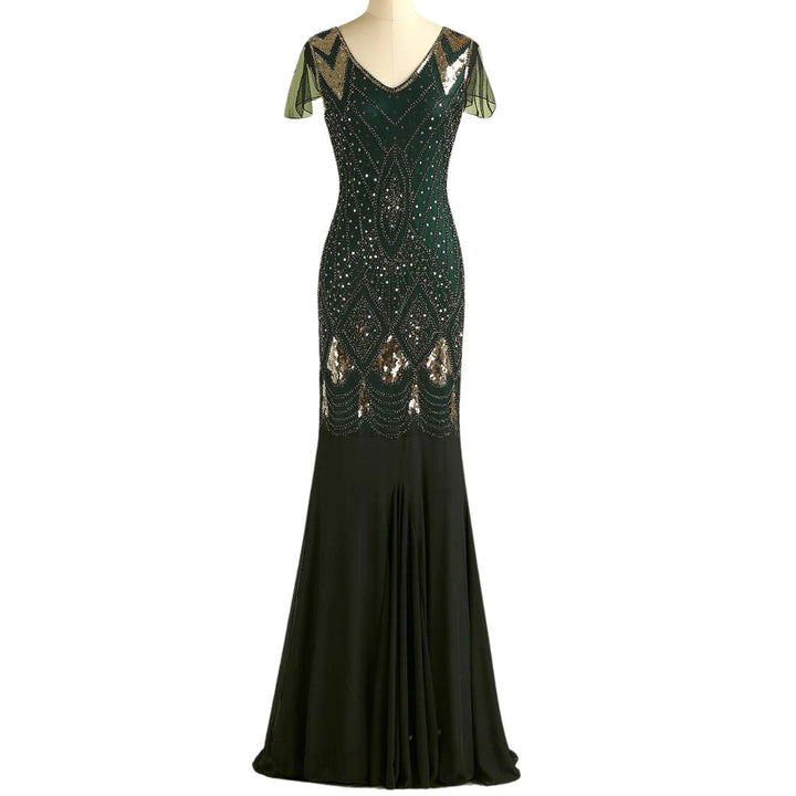 Charice long 1920s flapper dress for women, dazzling with sparkling sequins. Ideal party wear.