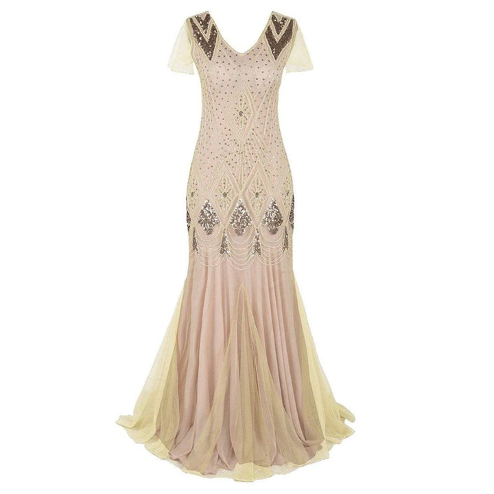 Sparkling sequin long flapper dress for women, a gorgeous 1920s vintage style party and evening outfit.