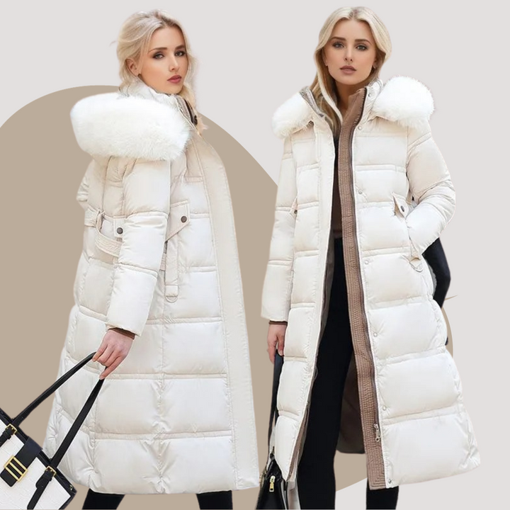 Sophisticated women's faux fur coat, a luxurious and warm winter jacket for any elegant occasion.