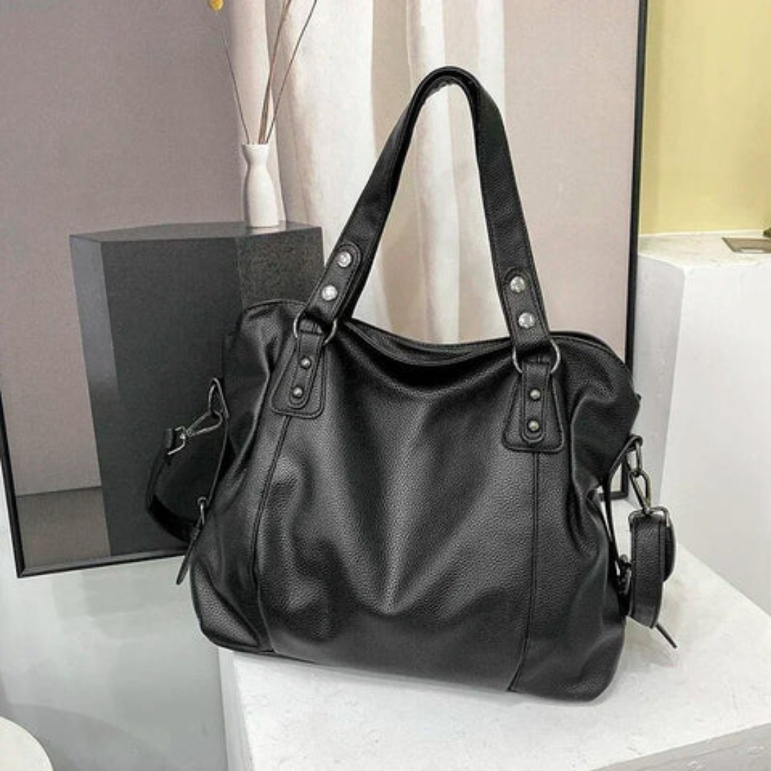 Spacious women's luxury leather shoulder bag. EliteCarry elegant purse, a premium fashion accessory for daily use.