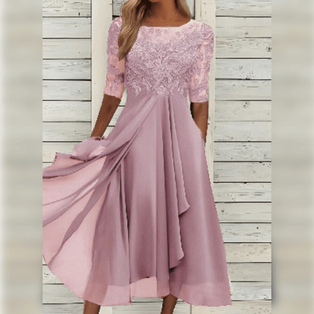 Modern women's elegant midi dress. Perfect for versatile wear, from summer outings to chic evening events.