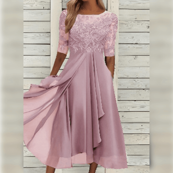 Modern women's elegant midi dress. Perfect for versatile wear, from summer outings to chic evening events.
