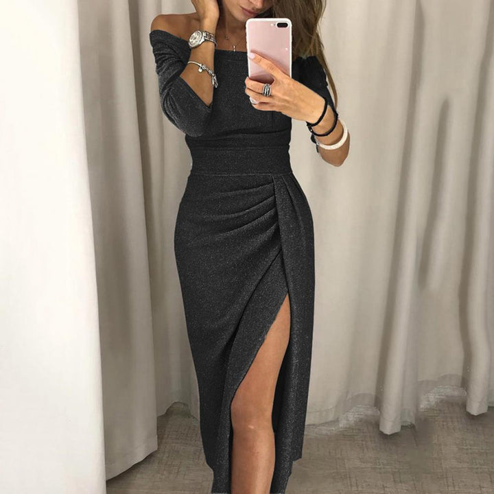 Chic women's elegant midi dress, a versatile day to night piece. Perfect classic style for special occasions.