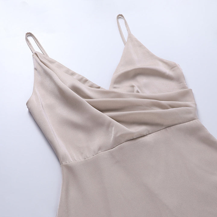 Beautiful women's elegant maxi dress, Olivia, with a trendy thigh split for summer fashion.