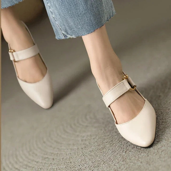 Comfortable women's dress heels. Elegant orthopedic footwear for work or special occasions with stable support.