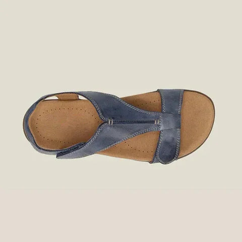 Stylish top view of elegant women's sandals, offering superior arch support and comfort for sophisticated daily wear.