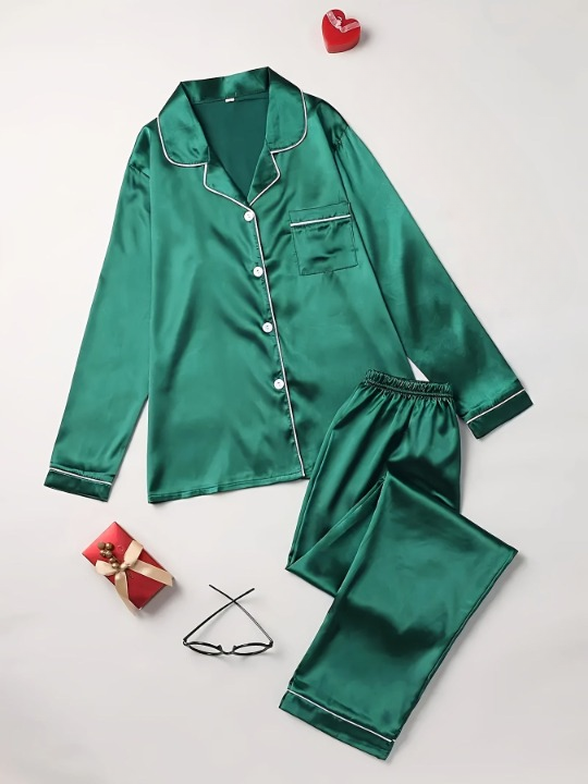 Close-up of the smooth, silken fabric of a women's pajama set, highlighting its luxurious texture and comfort.