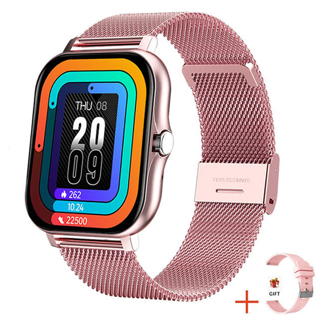 Black women's smartwatch with a sleek design, offering comprehensive health tracking and notifications.