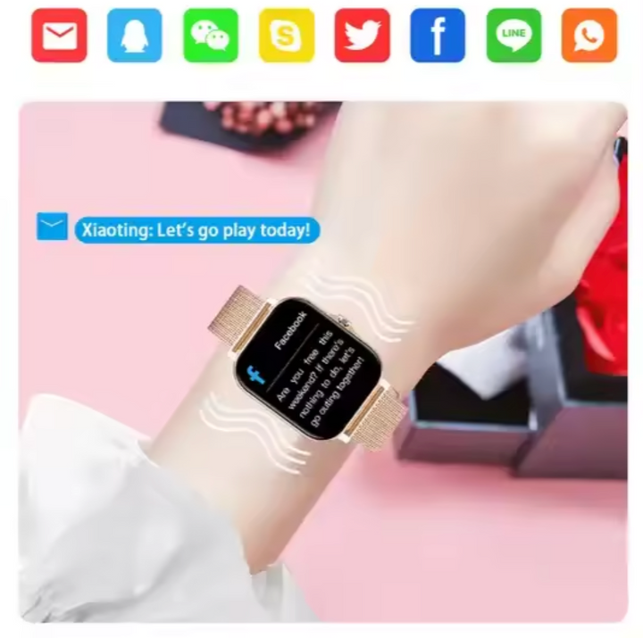 Elegant black women's smart watch, ideal for health tracking, fitness, and discreet notifications.