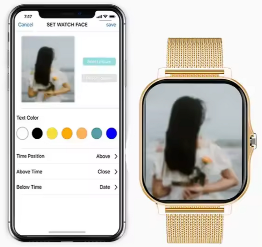 Women's health tracker smartwatch: monitors heart rate, sleep, steps. Elegant design, long-lasting battery.
