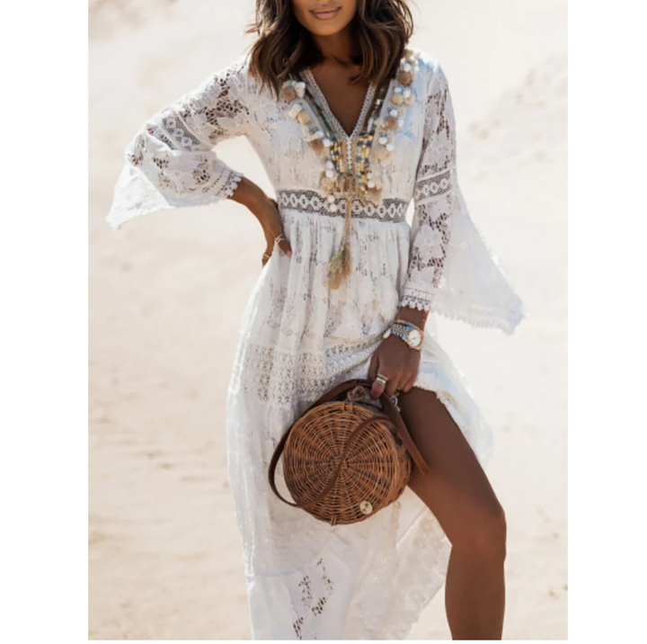 White sleeveless elegant summer dress for women. Stylish, comfortable, and ideal for warm weather outings.