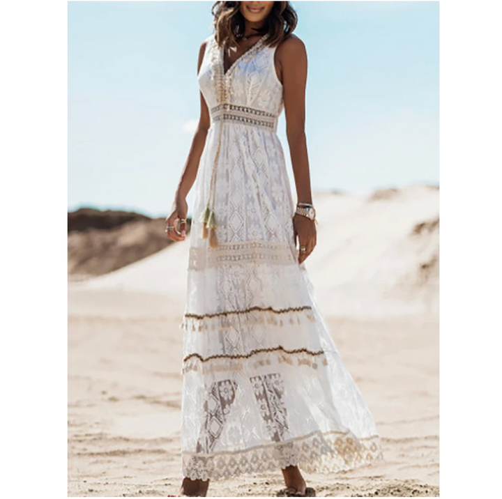 Elegant women's evening dress. Stylish, comfortable summer wear, perfect for special occasions.