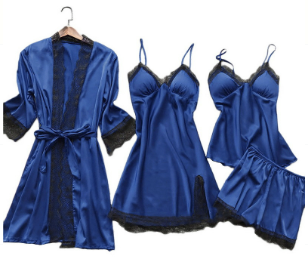 Comfortable women's satin pyjama short set, ideal for elegant lounging & restful sleep.