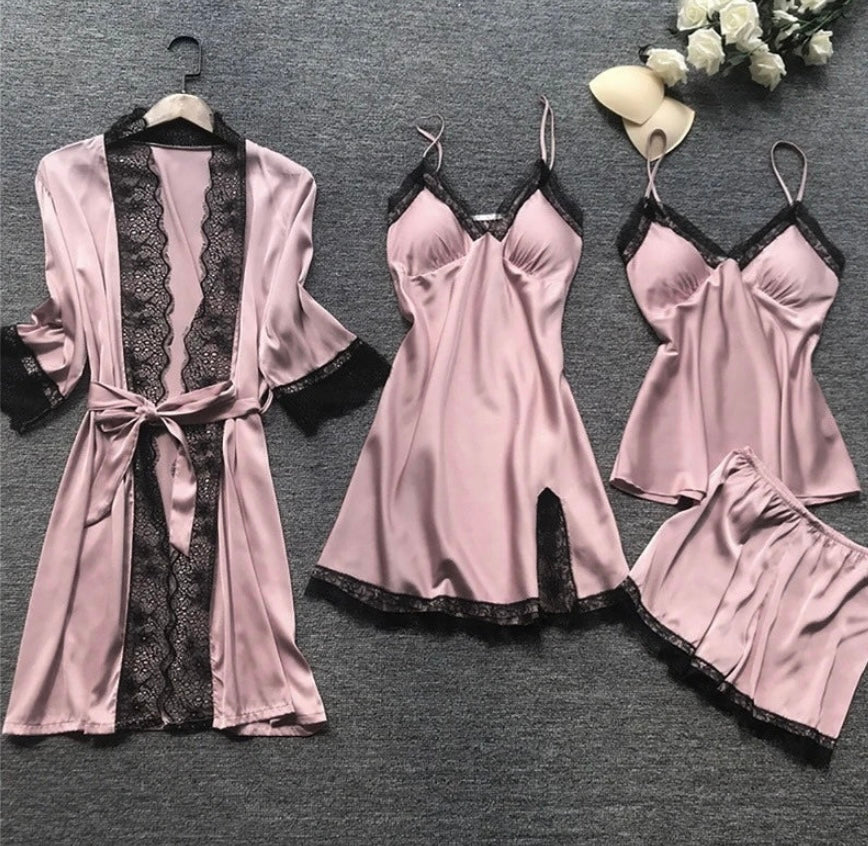Graceful women's satin lounge set, a comfortable two-piece pyjama for elegant nightwear.