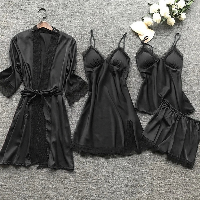 Experience relaxation in this elegant women's satin two-piece sleepwear set, perfect for luxurious nightwear.